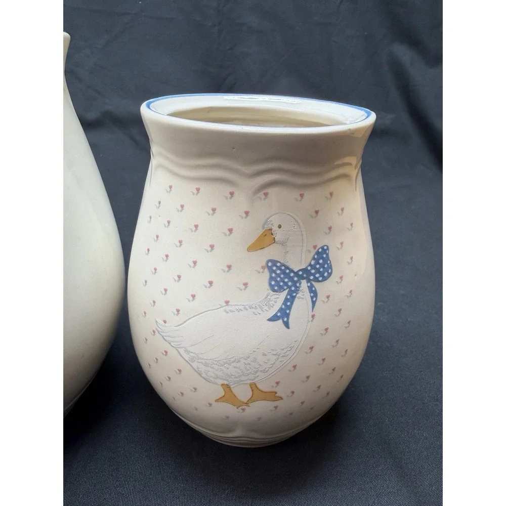 Vtg Tienshan Aunt Rhody Country Goose Canister Set of 4 w/ 3 Lids